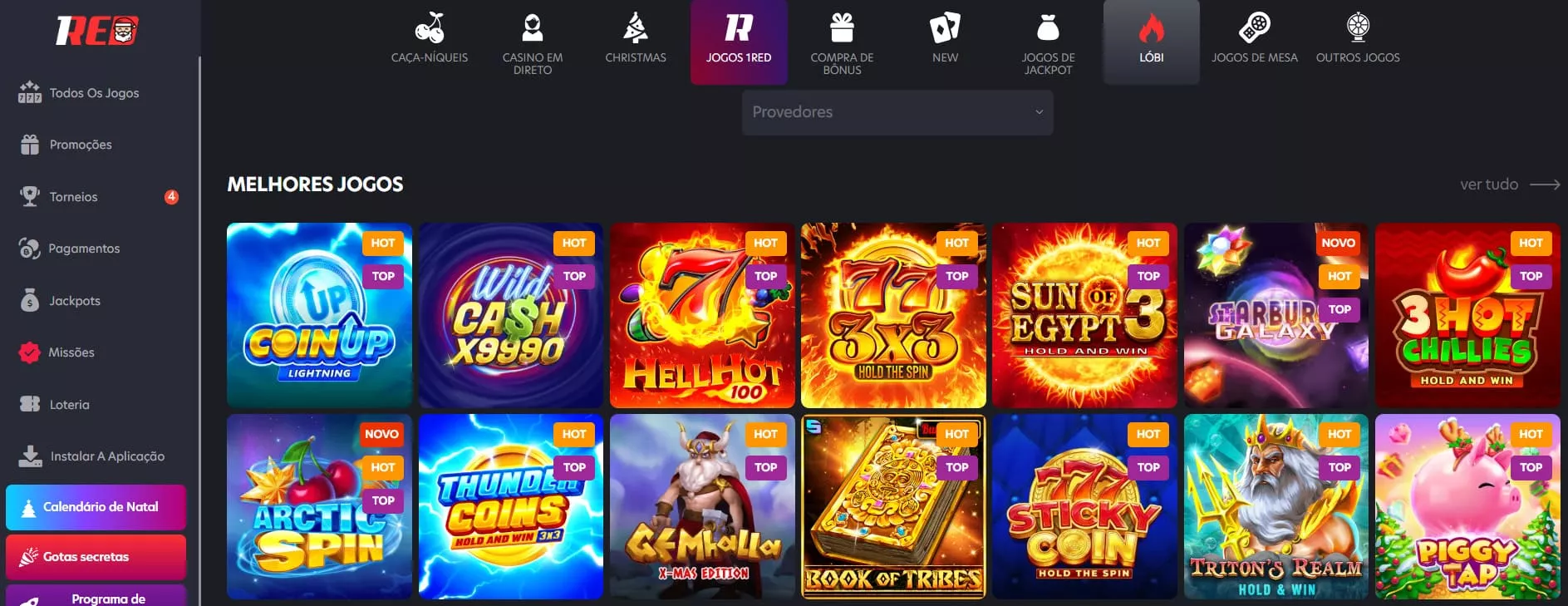 Jogos disponíveis na plataforma 1Red