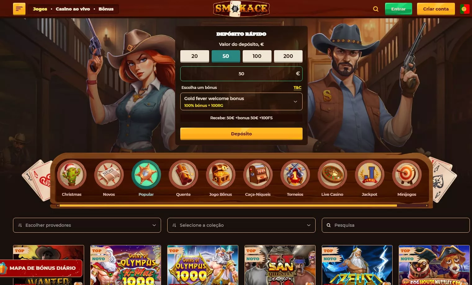 Página inicial do casino