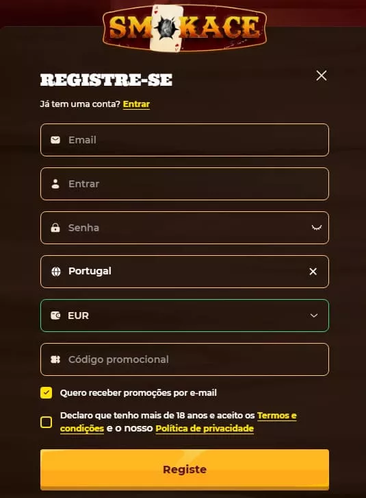 Formulário de registo